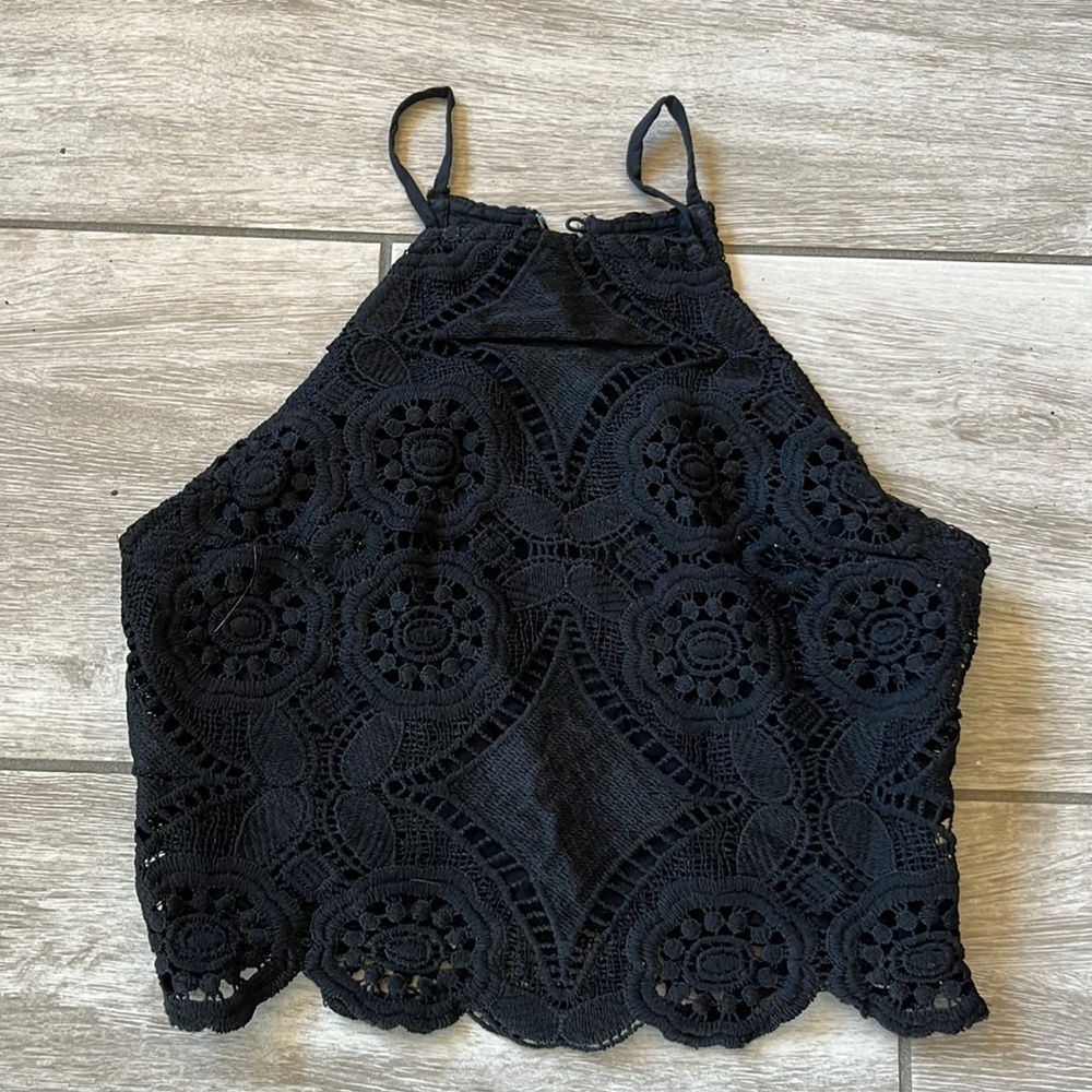 Black Lace Halter Top